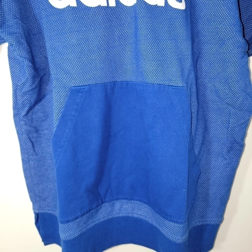 Mens Adidas Blue Short Sleeve Hoody Sweatshirt Medium Unisex